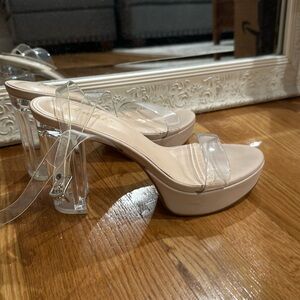 Clear platform heels